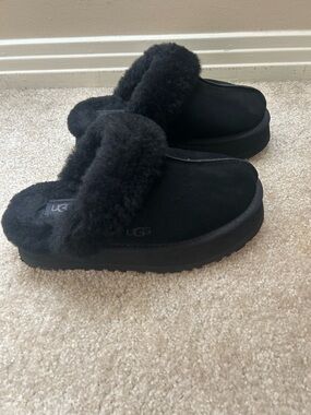 UGG Black Plush Shearling Slide Clogs